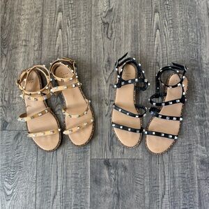 Target Women’s Studded Ankle Wrap Sandals (2 Pair) Size 7.5